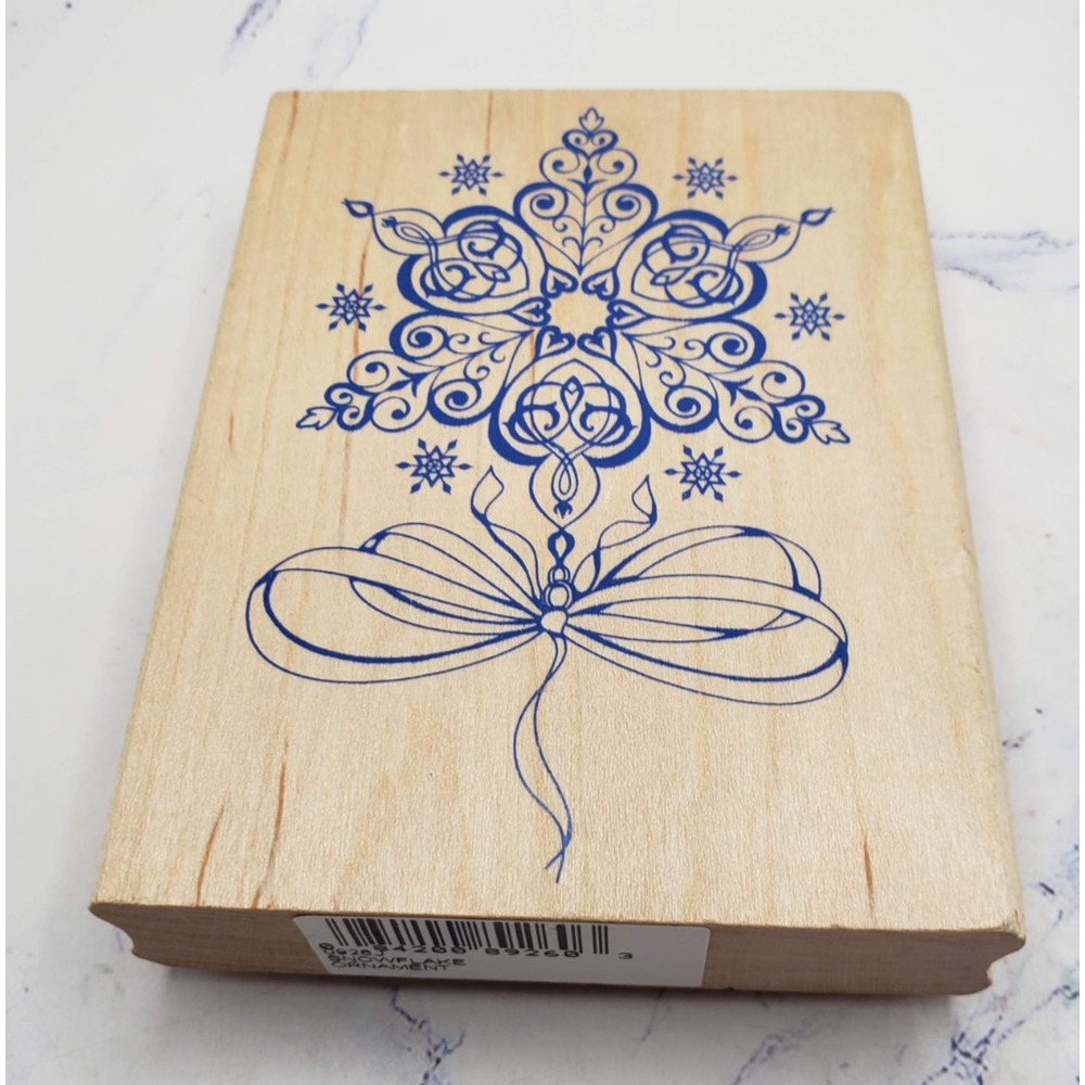 Ornamental Snowflake All Night Media Holiday Christmas Wood Mounted Rubber Stamp
